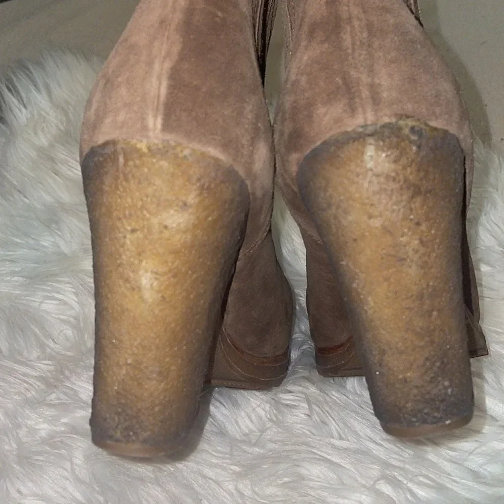 Prada Brown Suede Chunky Ankle Booties - Picture 6 of 8